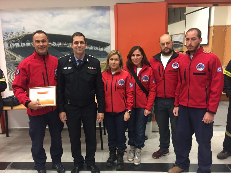 Απονομή Τιμητικού Διπλώματος στην Ελληνική Ομάδα Διάσωσης για το 2017 από την Διοίκηση Πυροσβεστικών Υπηρεσιών Νομού Αχαΐας