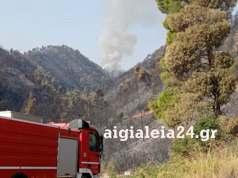 ΣΥΜΒΑΙΝΕΙ ΤΩΡΑ: Αναζωπύρωση της πυρκαγιάς στην περιοχή της Ζήριας