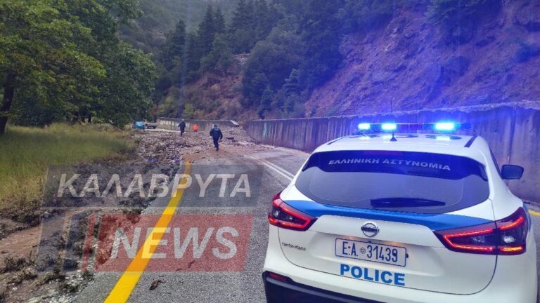 Προβλήματα στην Πούντας – Καλαβρύτων από την ισχυρή καταιγίδα και την πτώση βράχων