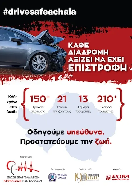 Το Επιμελητήριο Αχαΐας στηρίζει την εκστρατεία οδικής ασφάλειας «DRIVE SAFE ACHAIA»